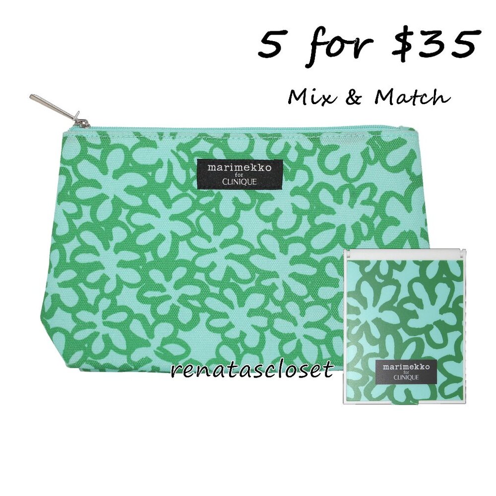 Clinique x Marimekko Cosmetic Bag & Compact Mirror Set NWT